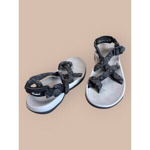Viakix Womens Sport Strappy Walking Hiking Sandals Size 6 Black Gray Diamonds